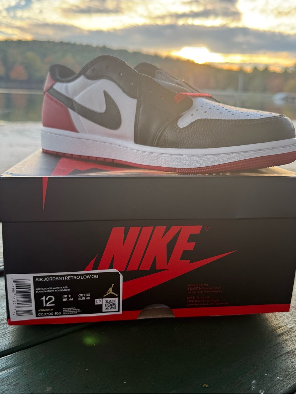 Size 12 Nike Air Jordan 1 Low - Black/White/Red
